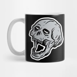 Skull head with blank, soulless eyes. Mug